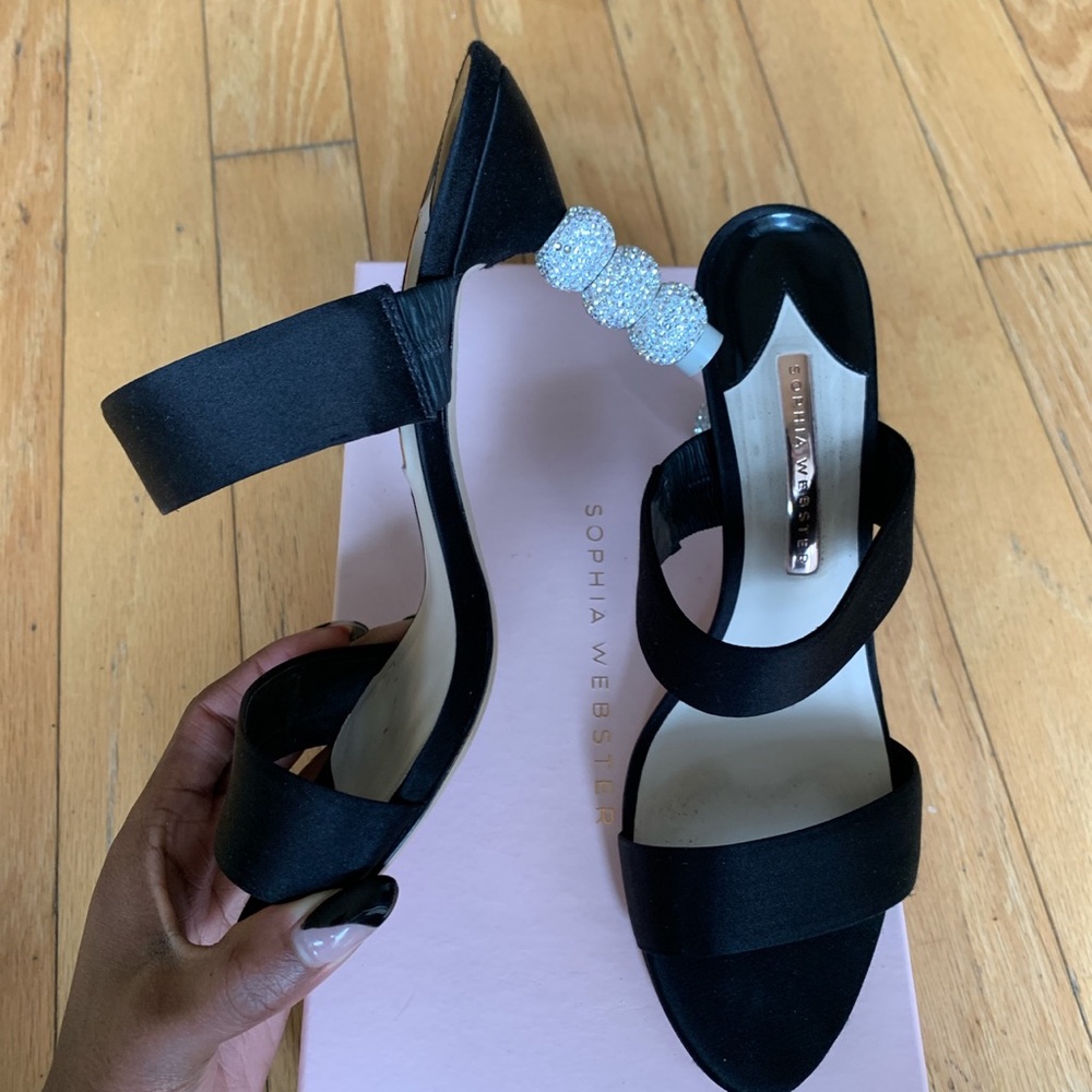 Sophia Webster Rosalind Crystal Mid Mule Sandals